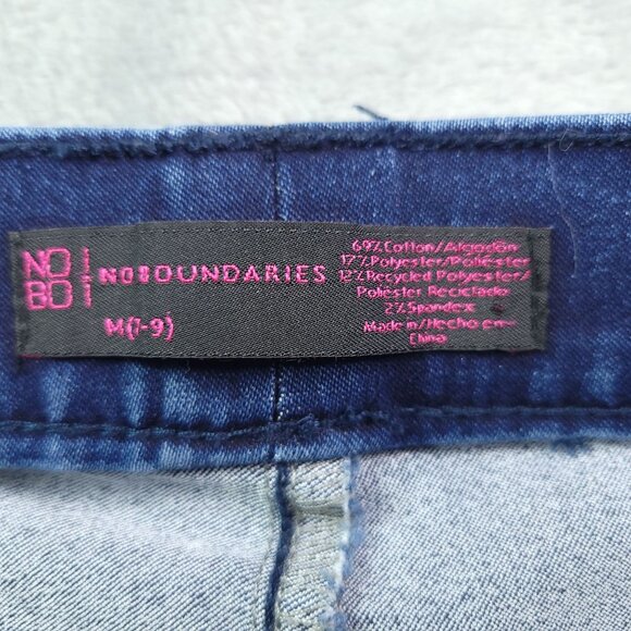 Juniors Flare Pull On Jeans M (7-9) Dark Wash Mid Rise Stretch No Boundaries - Picture 7 of 7